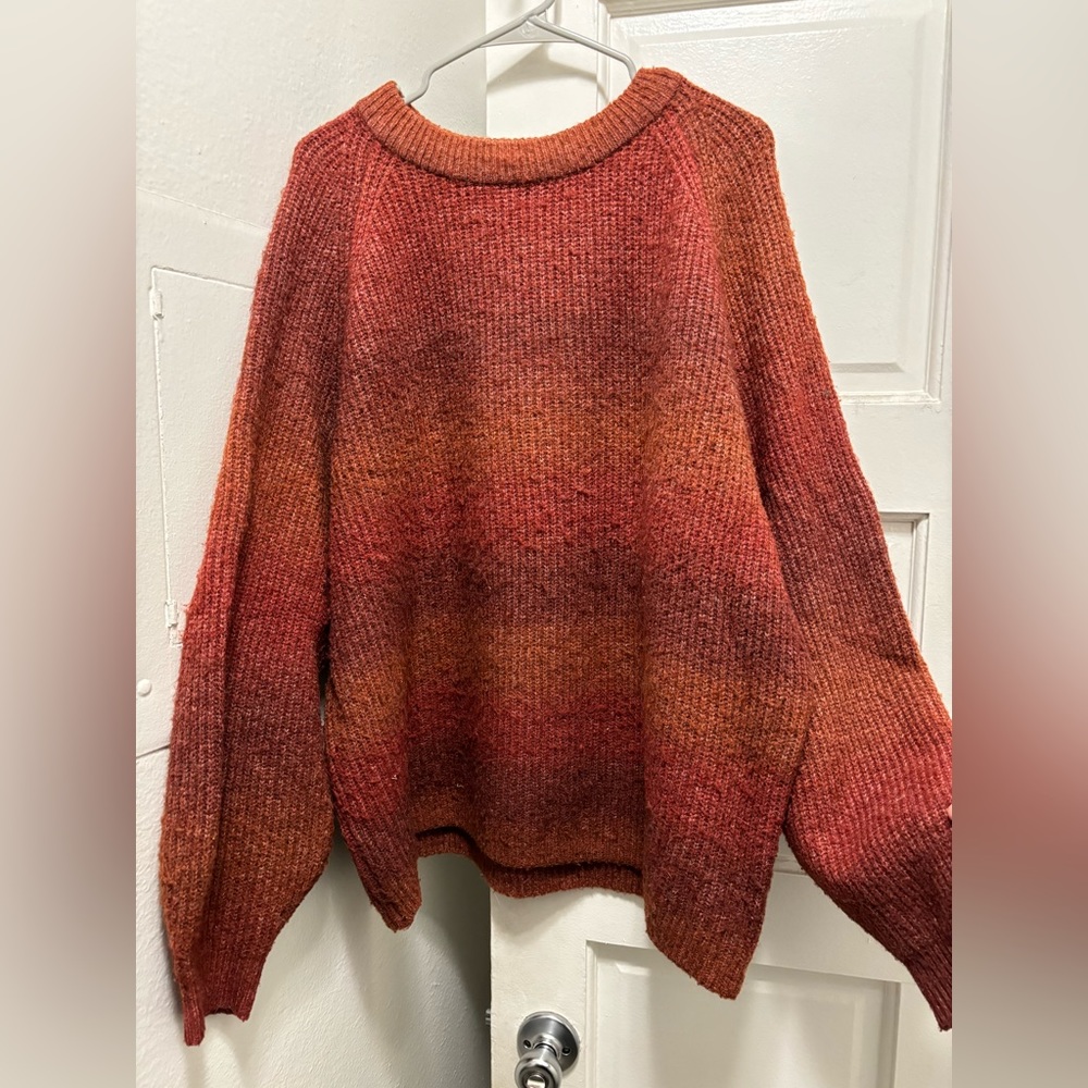 Ava & Viv Sweater, orange red maroon 1X